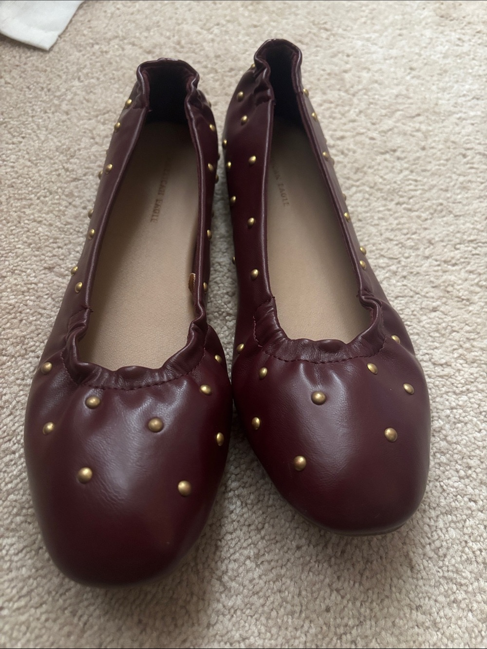AE Women’s Burgundy Studded Ballet Flats